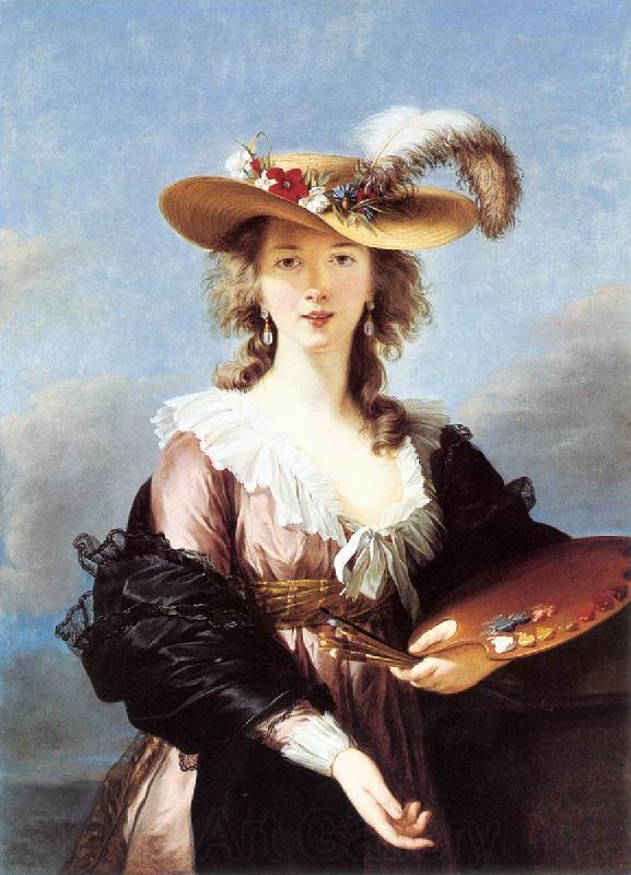 VIGEE-LEBRUN, Elisabeth Self-Portrait in a Straw Hat r France oil painting art